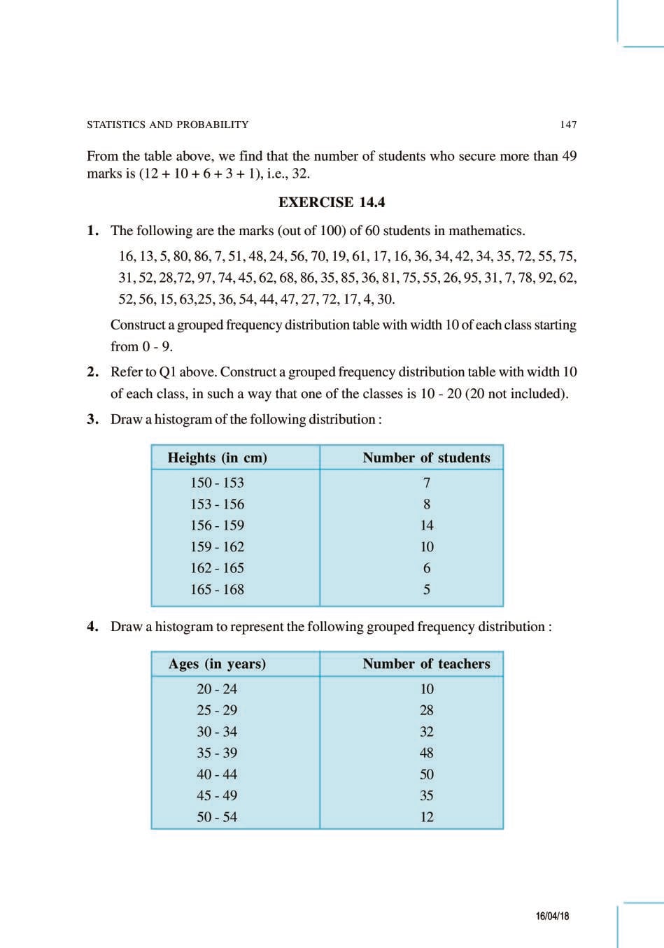 NCERT Exemplar Class 9 Maths Unit 14 Statistics and Probability