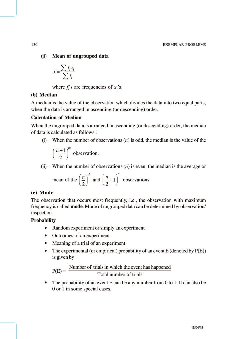 NCERT Exemplar Class 9 Maths Unit 14 Statistics and Probability