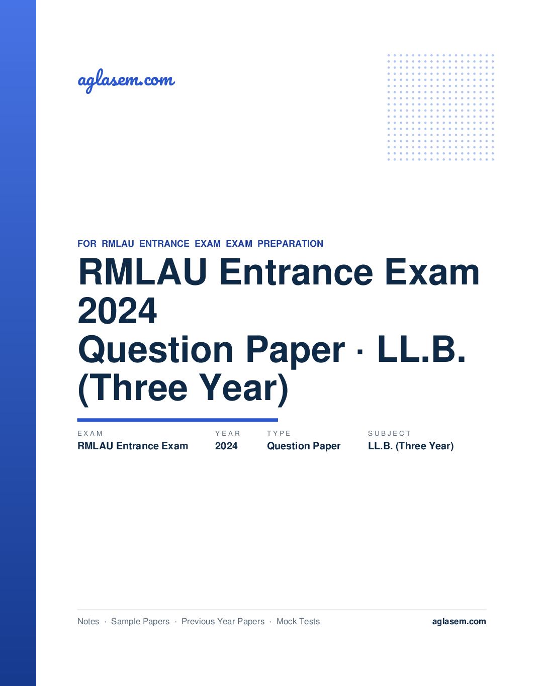 RMLAU Entrance Exam 2024 Question Paper LL.B. (Three Year) - Page 1 of 29