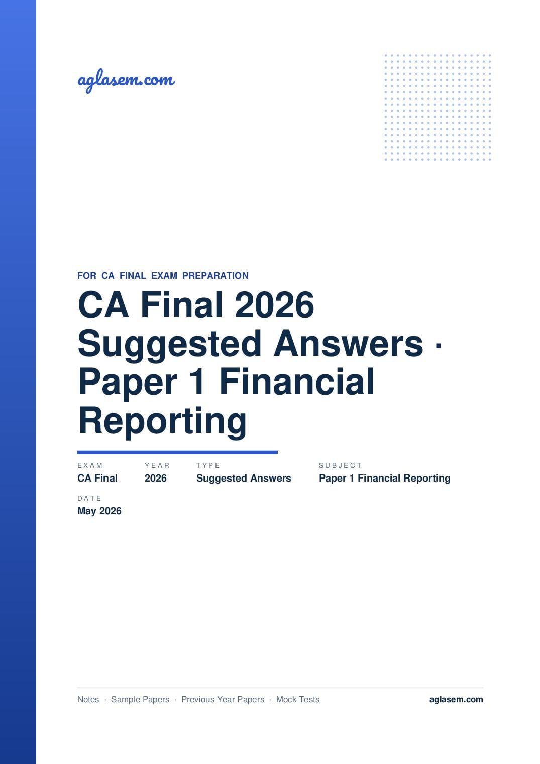 CA Final May 2026 Suggested Answers Paper 1 Financial Reporting - Page 1 of 42
