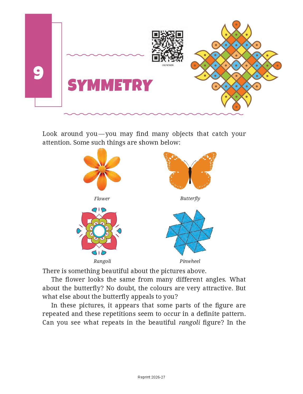 NCERT Book Class 6 Mathematics Chapter 9 Symmetry - Page 1 of 40