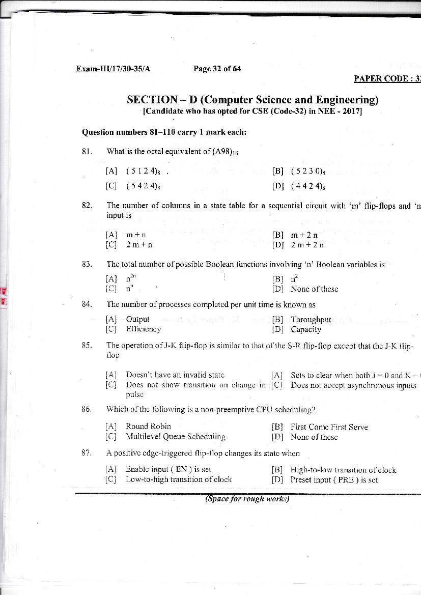 NERIST NEE 2017 Question Paper PDF (NEE-III, Free)