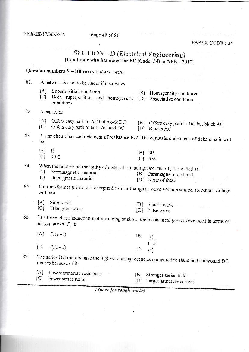 NERIST NEE 2017 Question Paper PDF (NEE-III, Free)