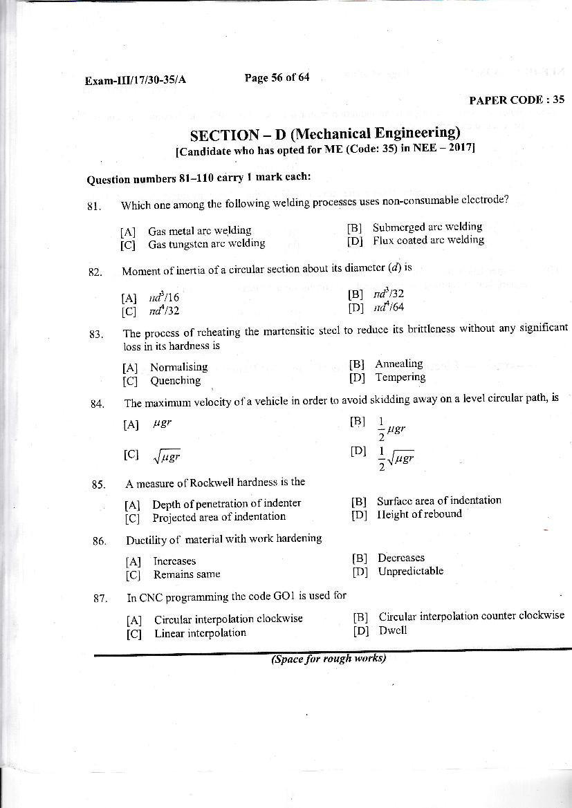 NERIST NEE 2017 Question Paper PDF (NEE-III, Free)