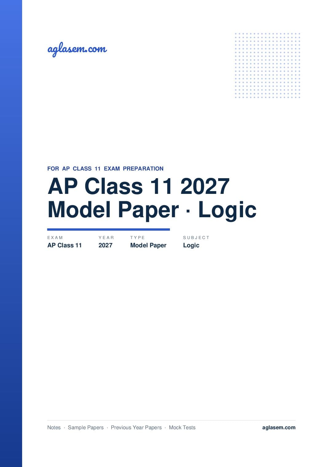 AP Class 11 Model Paper 2027 Logic - Page 1 of 3