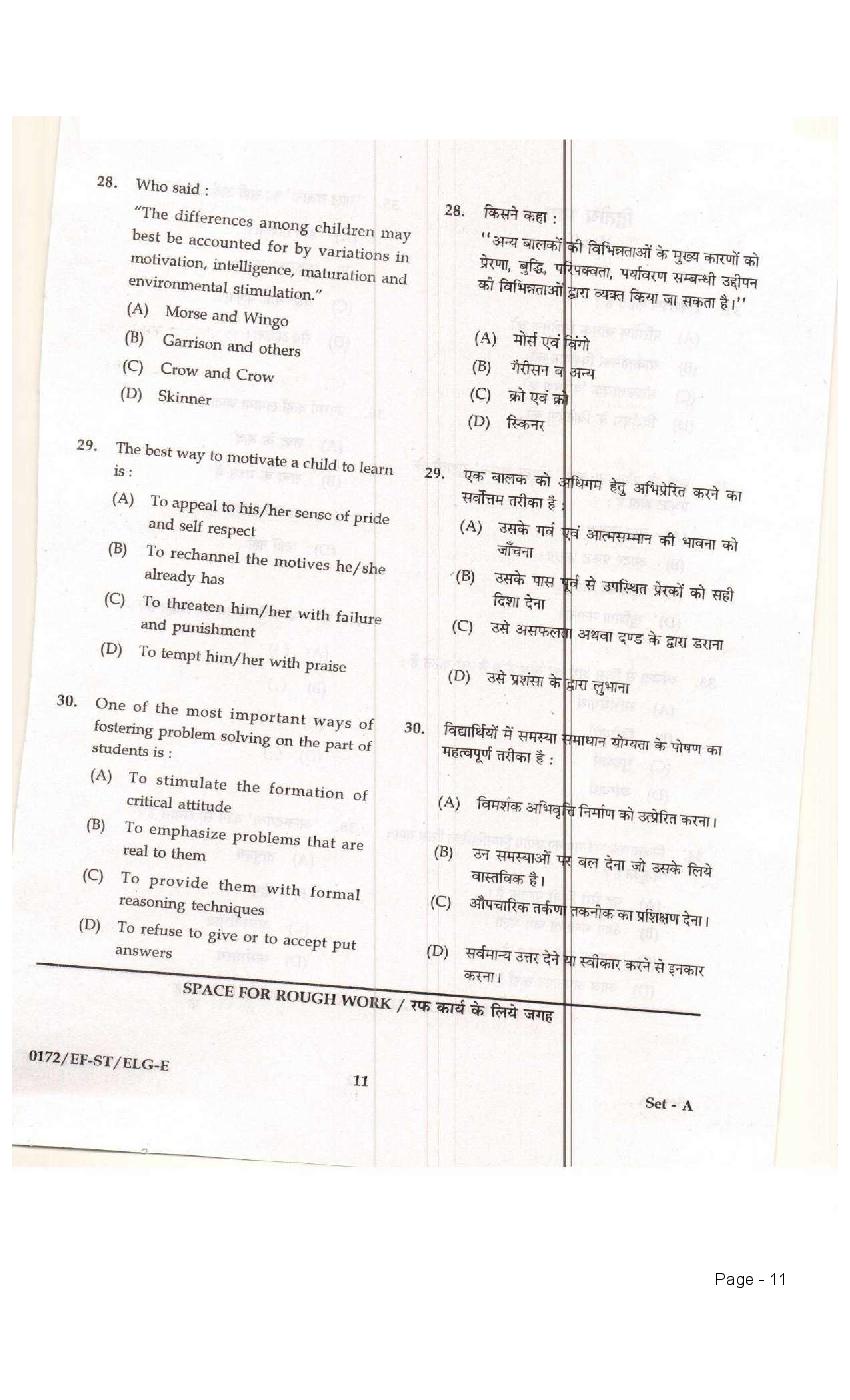 CG TET 2017 Question Paper Paper II