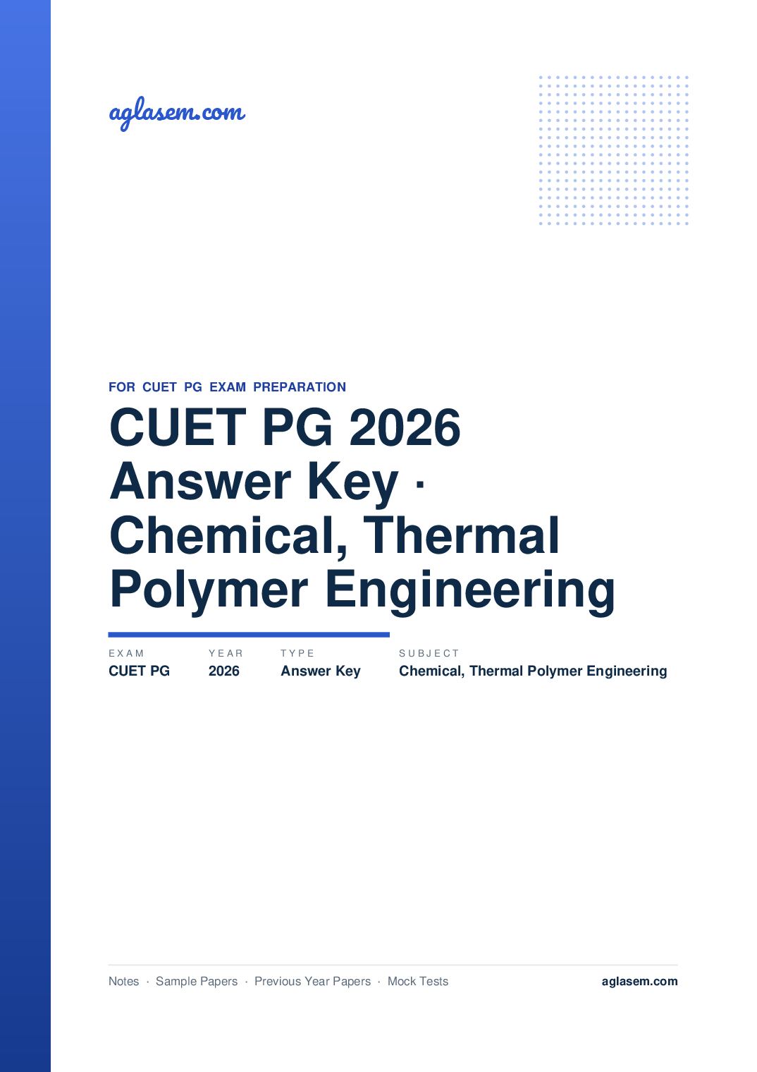 CUET PG 2026 Answer Key Chemical, Thermal and Polymer Engineering - Page 1 of 3