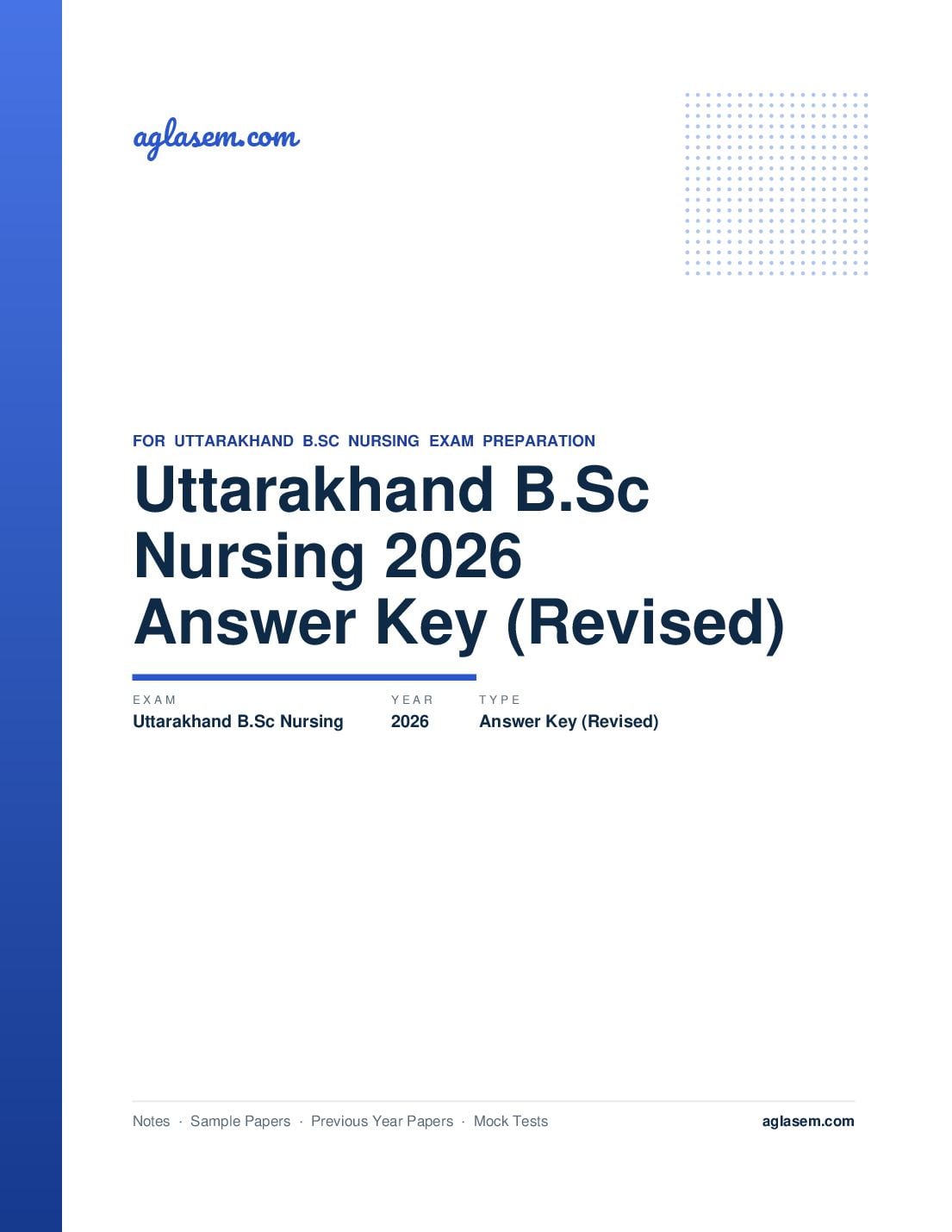 Uttarakhand B.Sc Nursing 2026 Answer Key (Revised) - Page 1 of 3