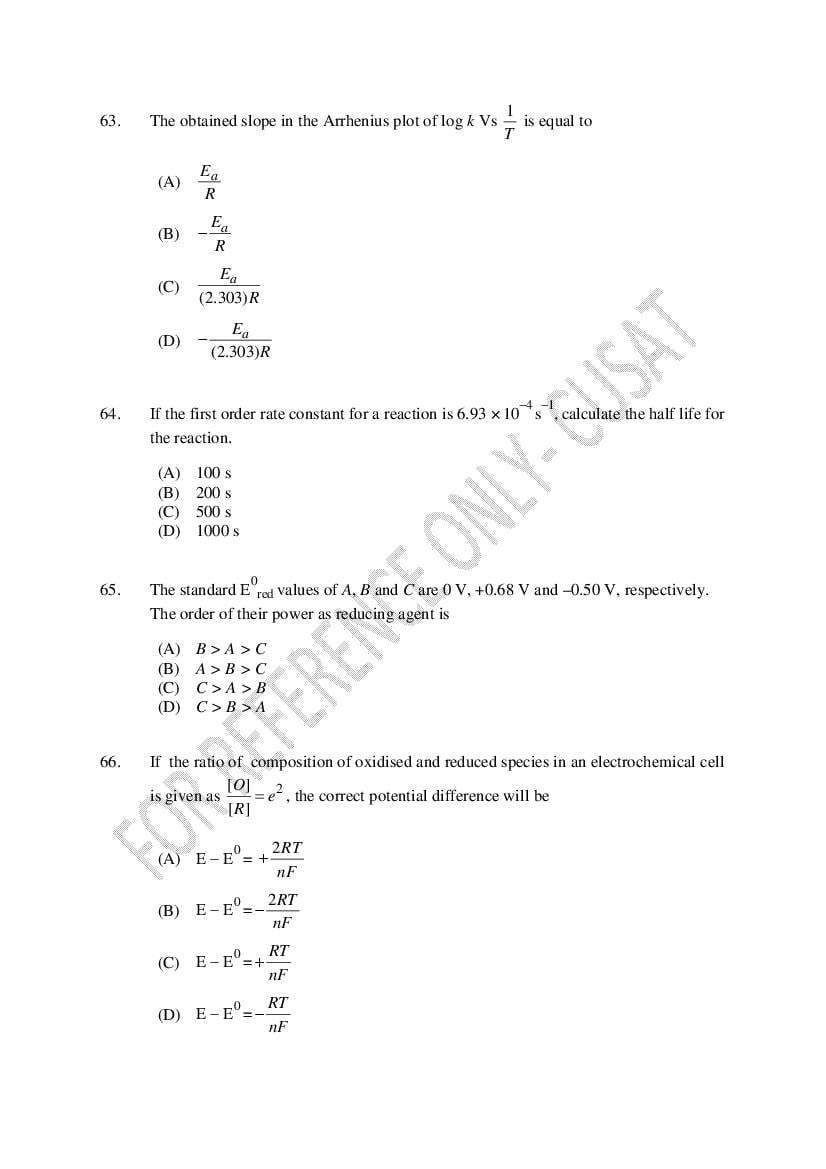 CUSAT CAT 2022 Question Papers PDF (B.Tech Shifts 1 to 4, 37 Papers)