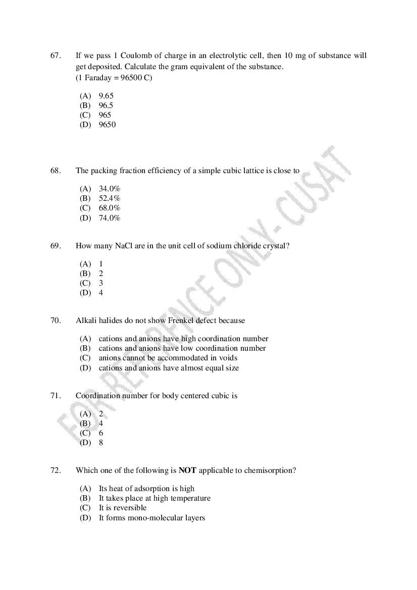 CUSAT CAT 2022 Question Papers PDF (B.Tech Shifts 1 to 4, 37 Papers)