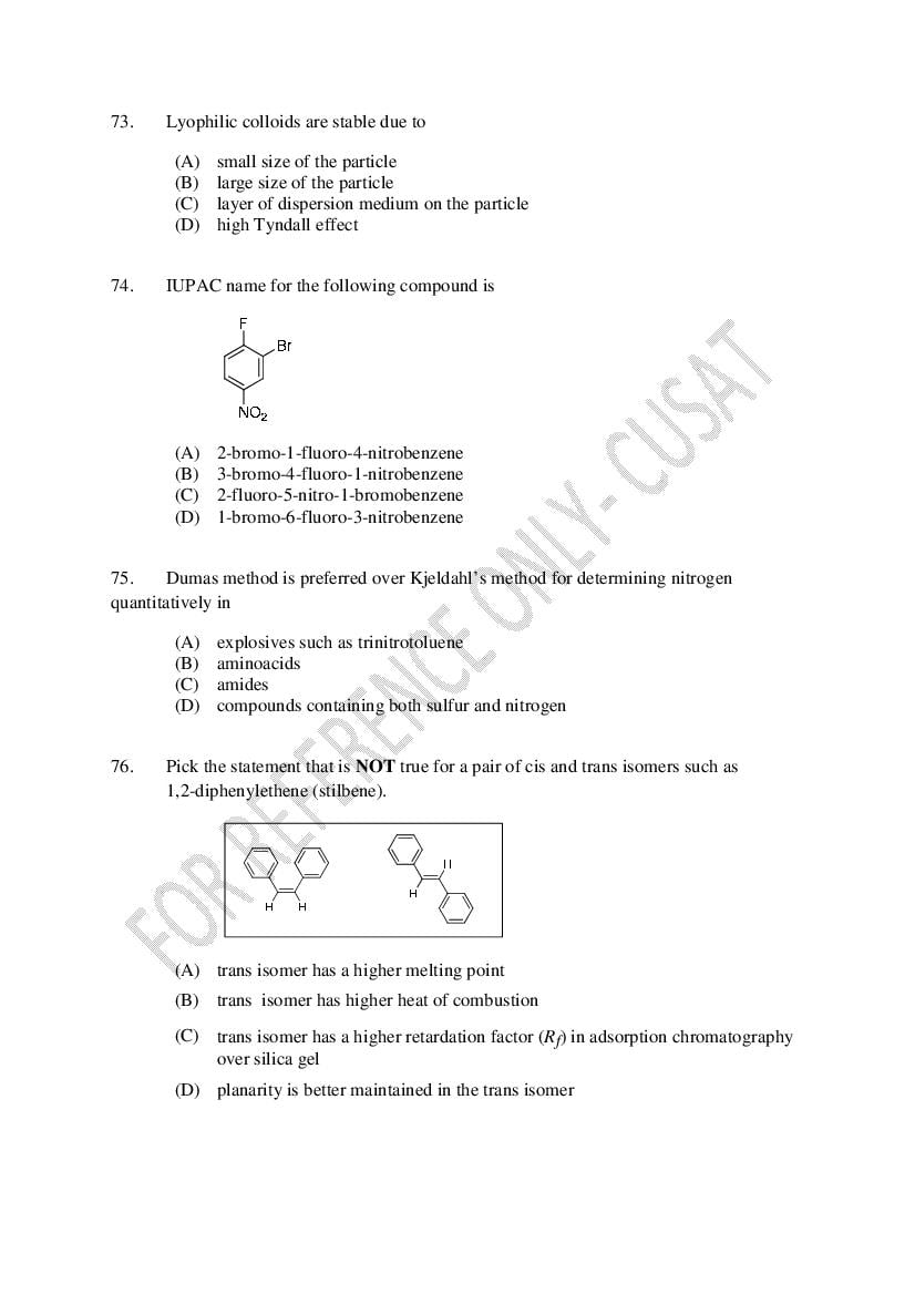 CUSAT CAT 2022 Question Papers PDF (B.Tech Shifts 1 to 4, 37 Papers)