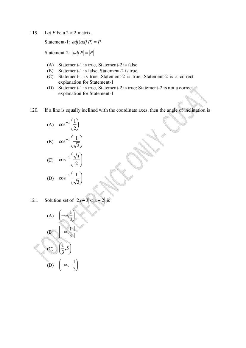 CUSAT CAT 2022 Question Papers PDF (B.Tech Shifts 1 to 4, 37 Papers)