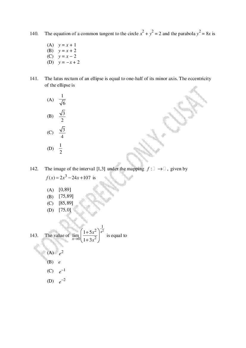CUSAT CAT 2022 Question Papers PDF (B.Tech Shifts 1 to 4, 37 Papers)
