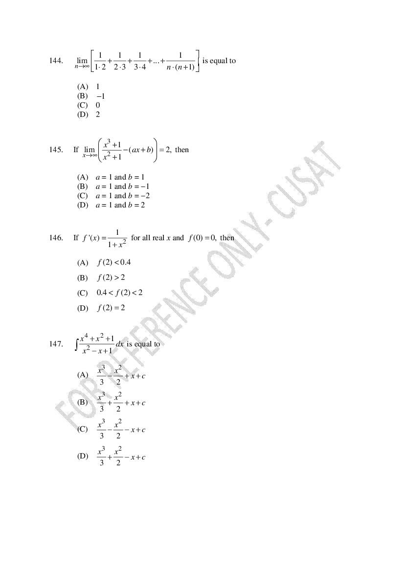 CUSAT CAT 2022 Question Papers PDF (B.Tech Shifts 1 to 4, 37 Papers)