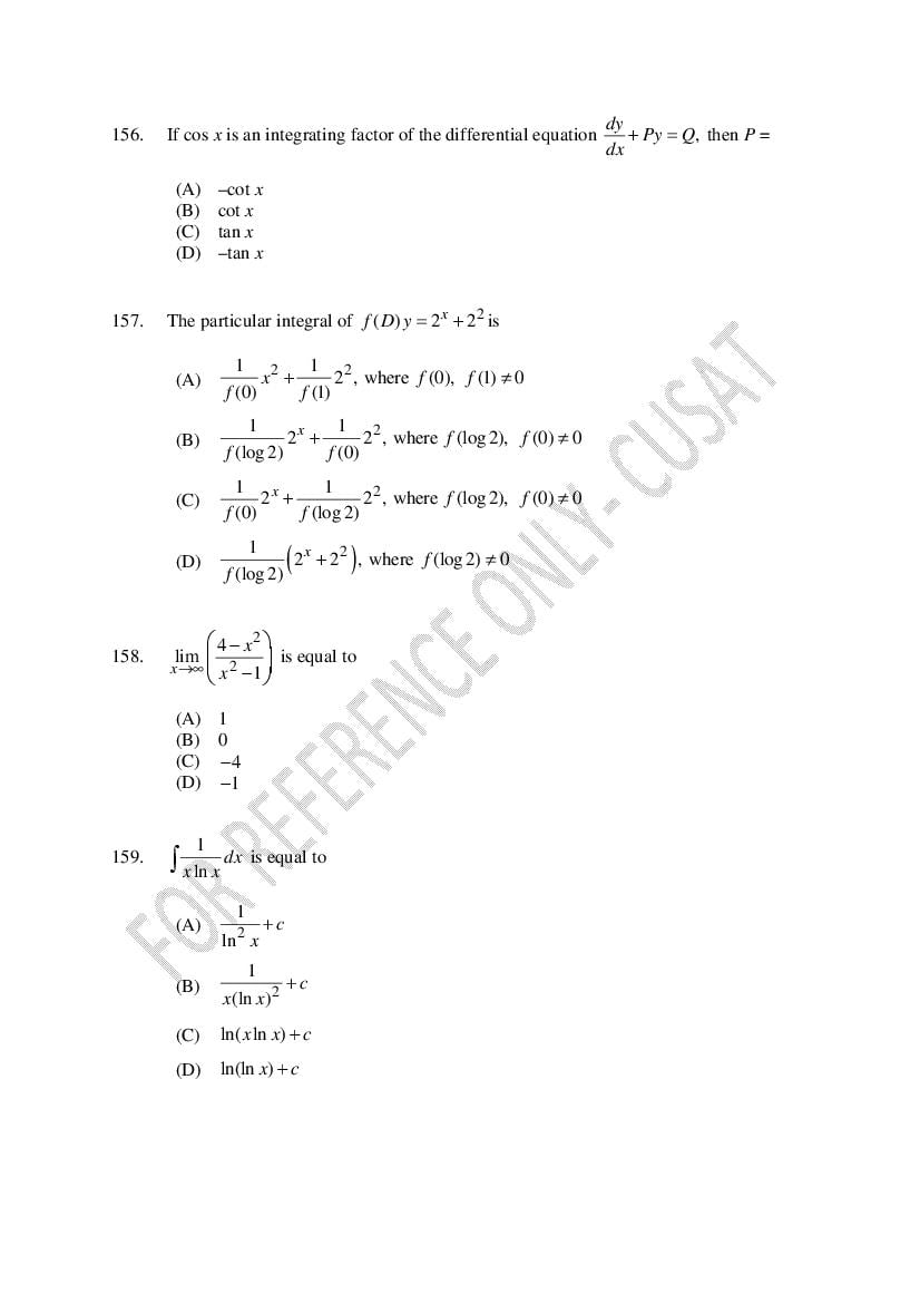 CUSAT CAT 2022 Question Papers PDF (B.Tech Shifts 1 to 4, 37 Papers)