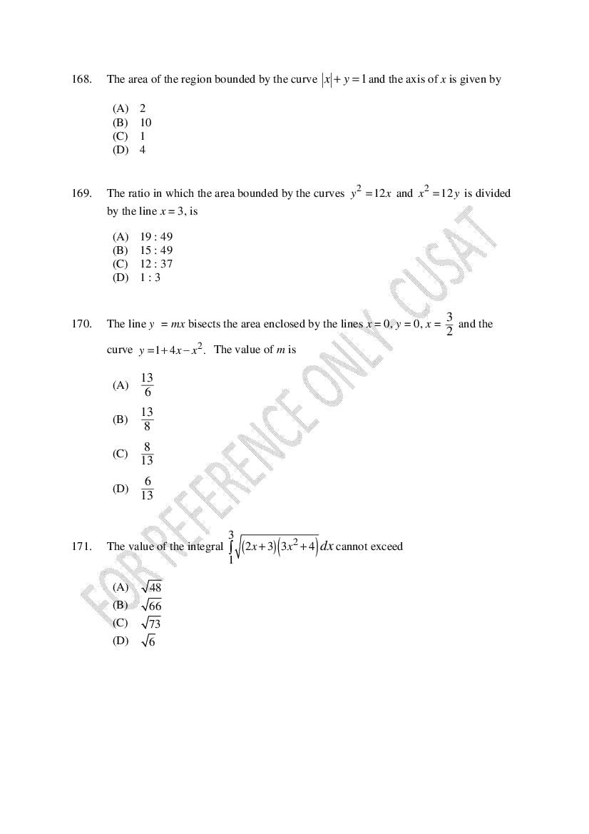 CUSAT CAT 2022 Question Papers PDF (B.Tech Shifts 1 to 4, 37 Papers)