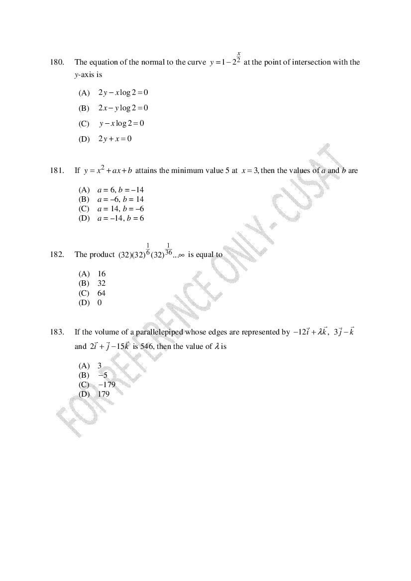 CUSAT CAT 2022 Question Papers PDF (B.Tech Shifts 1 to 4, 37 Papers)