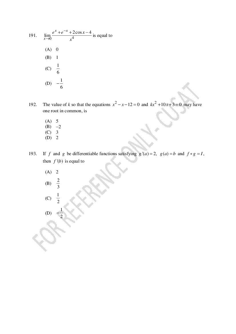 CUSAT CAT 2022 Question Papers PDF (B.Tech Shifts 1 to 4, 37 Papers)