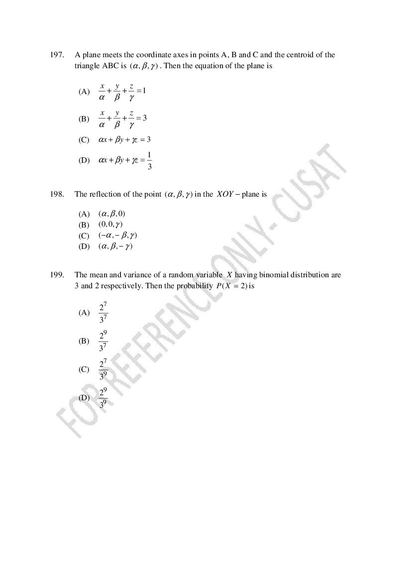 CUSAT CAT 2022 Question Papers PDF (B.Tech Shifts 1 to 4, 37 Papers)