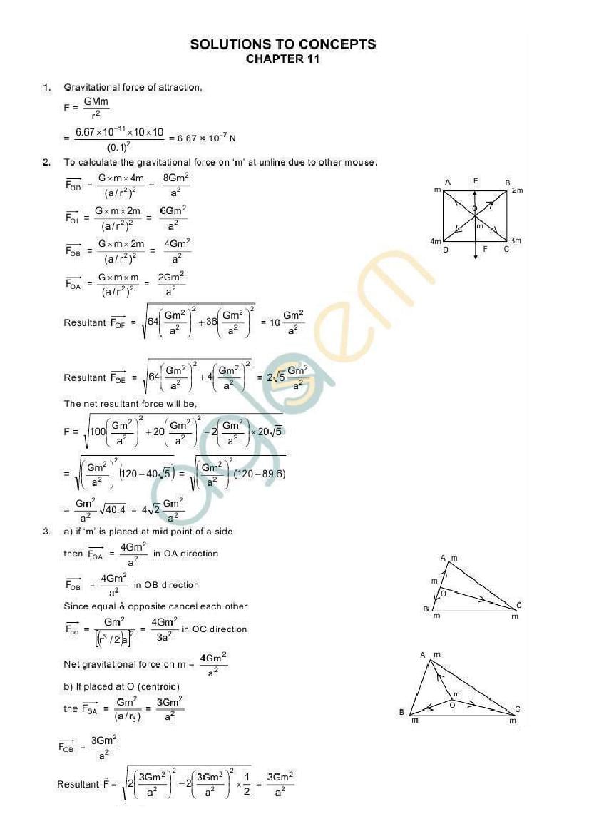 HC Verma Solutions Chapter 11 Gravitation - Page 1