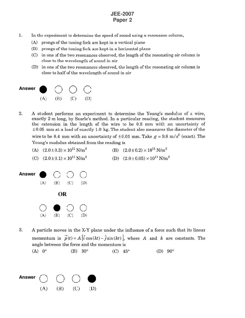 JEE Advanced 2007 Question Paper 2 - Page 1