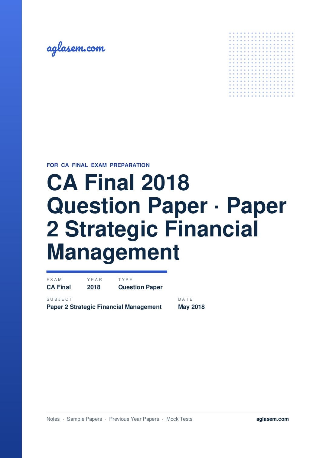 CA Final May 2018 Question Paper Paper 2 Strategic Financial Management - Page 1 of 9