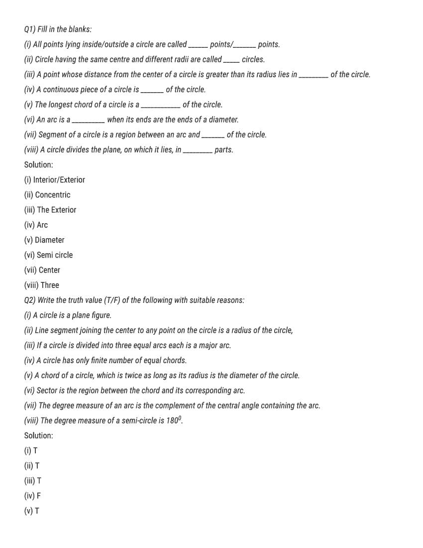 RD Sharma Solutions Class 9 Chapter 16 Circles Excercise 16.1 - Page 1