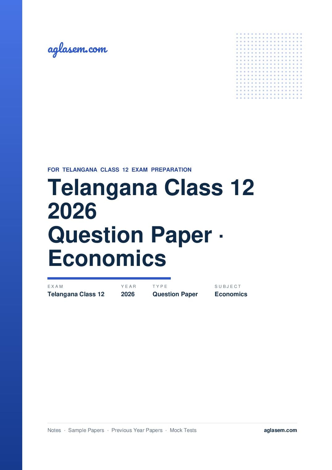 Telangana Class 12 Question Paper 2026 Economics - Page 1 of 4