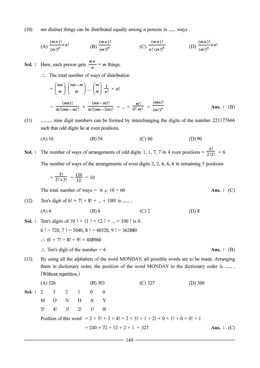 JEE Maths Question Bank for Permutation and Combination