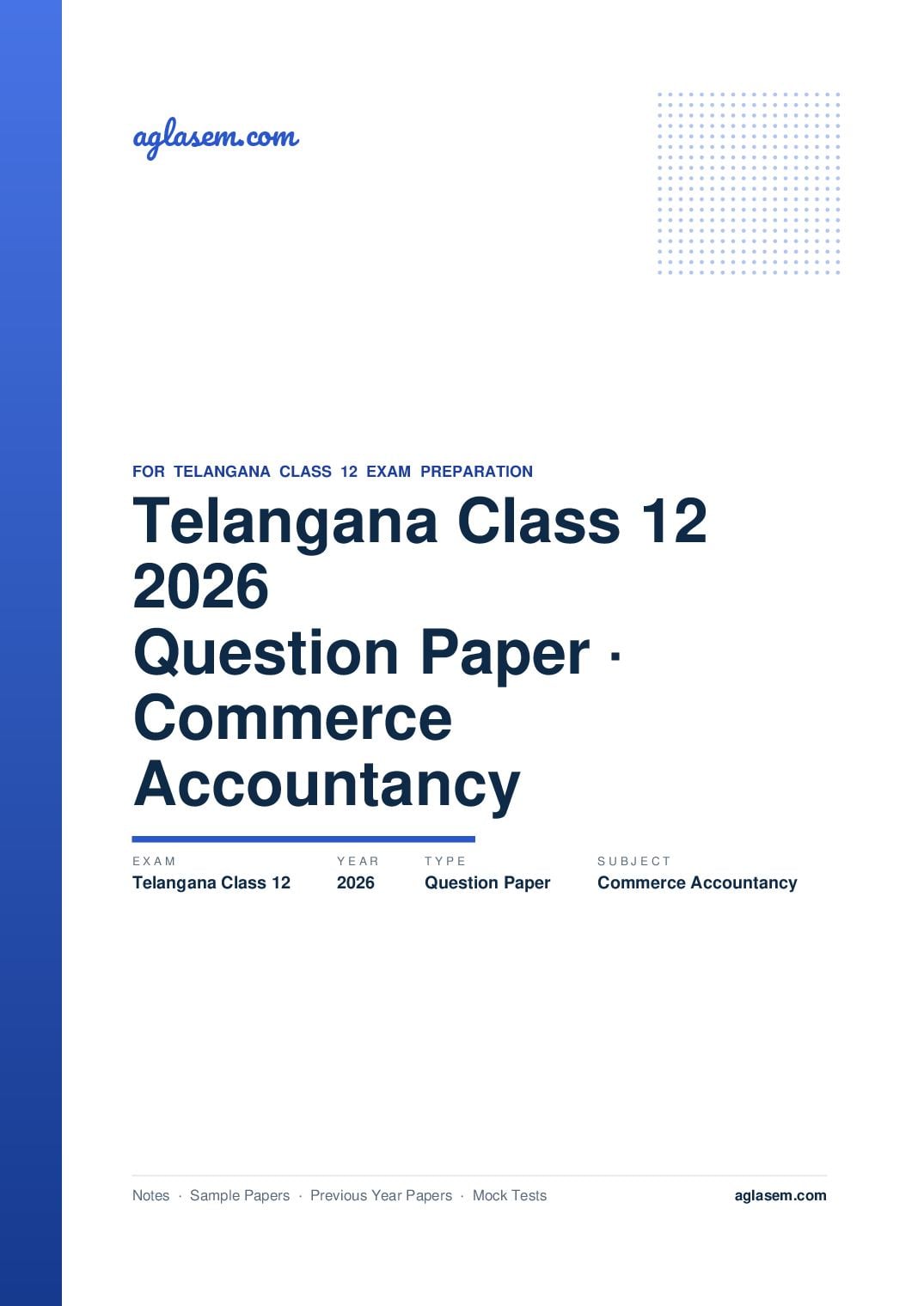 Telangana Class 12 Question Paper 2026 Commerce and Accountancy - Page 1 of 8