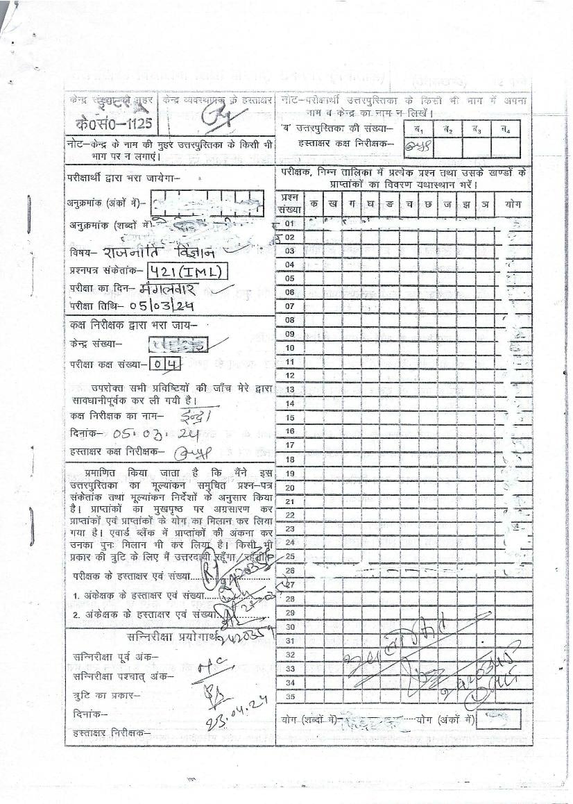 Uttarakhand Board Class 12 Question Paper 2024 Solution Political Science - Page 1
