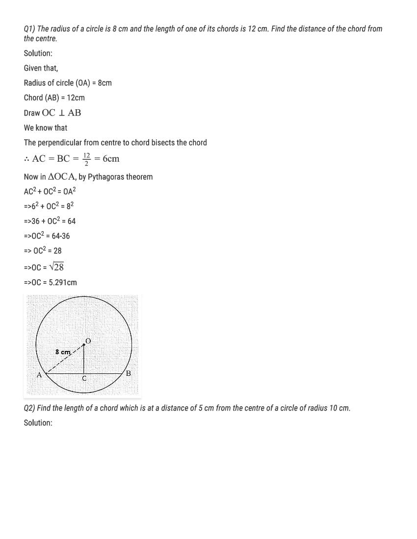 RD Sharma Solutions Class 9 Chapter 16 Circles Excercise 16.2 - Page 1