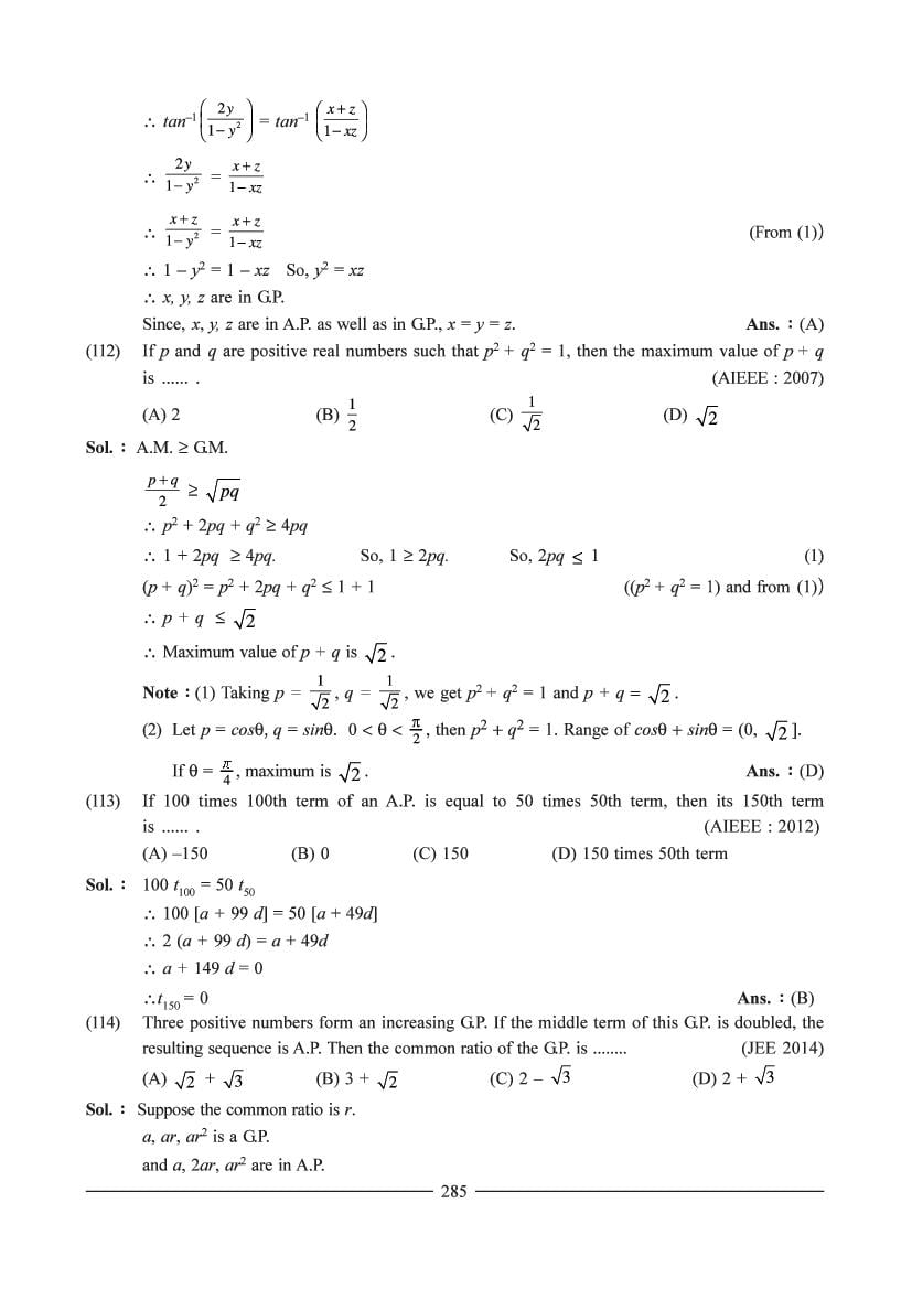 JEE Maths Question Bank for Sequence & Series