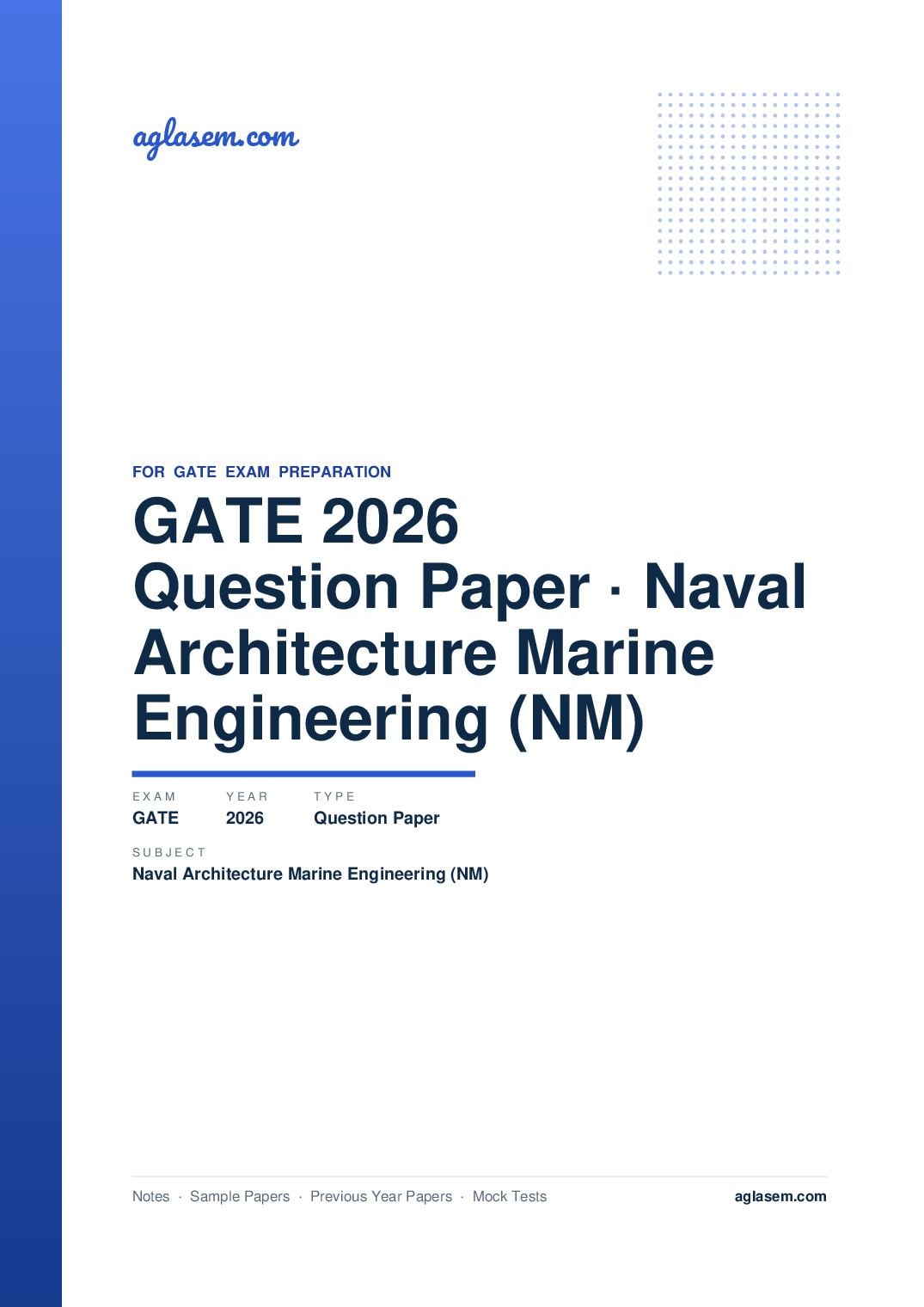 GATE 2026 Question Paper Naval Architecture and Marine Engineering (NM) - Page 1 of 41