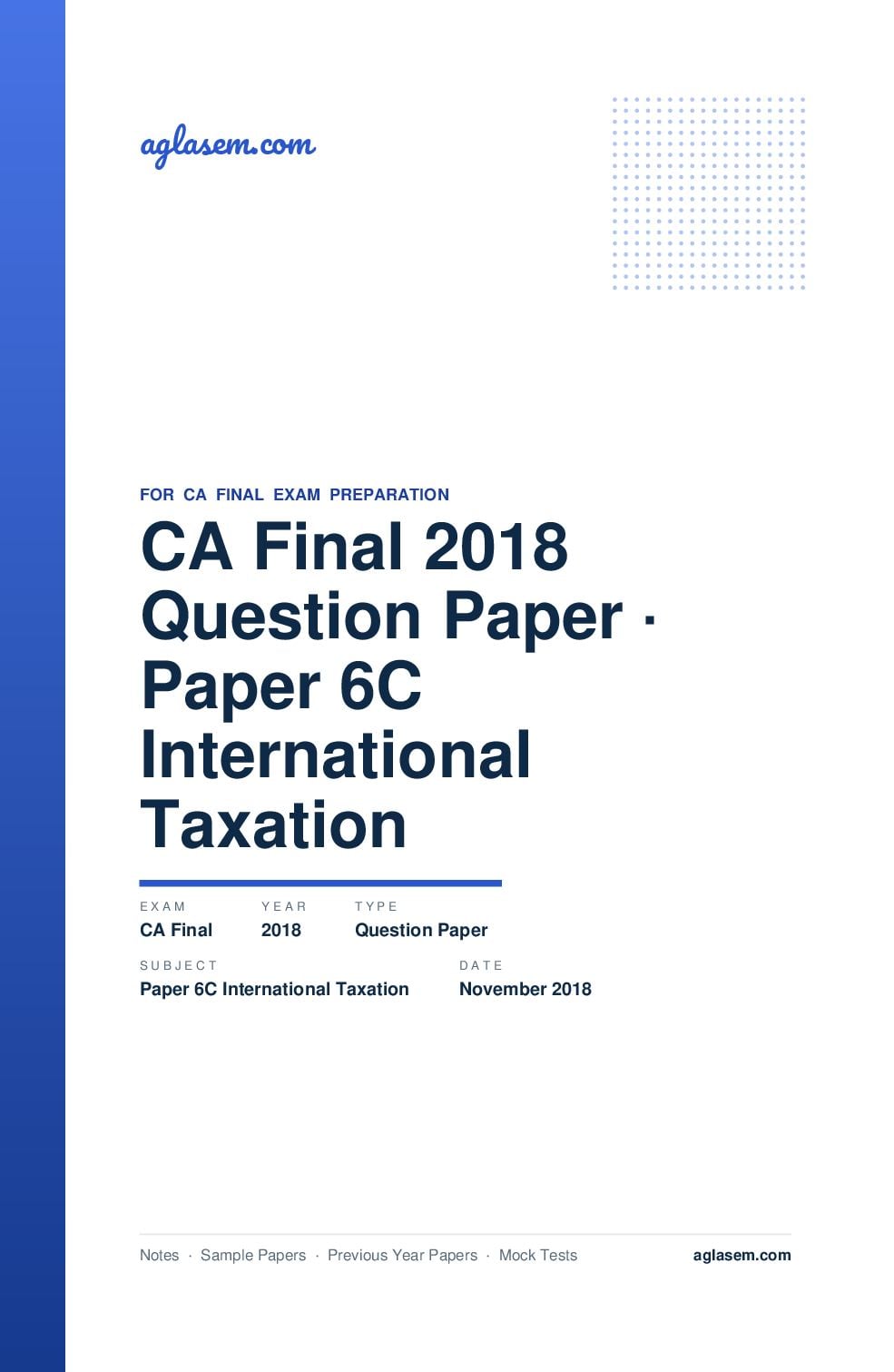 CA Final November 2018 Question Paper Paper 6C International Taxation - Page 1 of 25