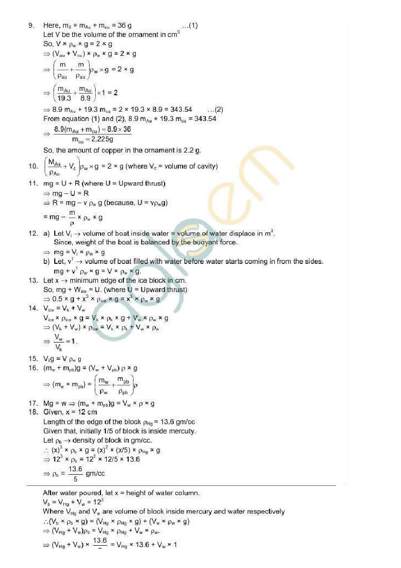 HC Verma Solutions: Chapter 13 – Fluid Mechanics