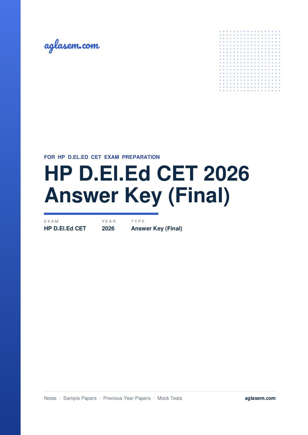 HP D.El.Ed CET 2026 Answer Key (Final) - Page 1 of 6