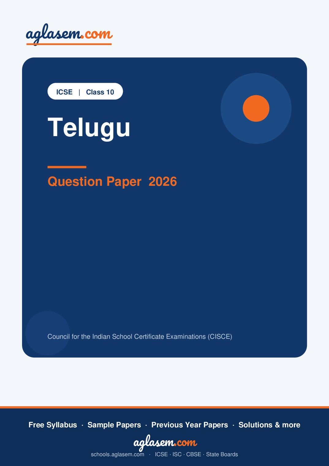 ICSE Class 10 Question Paper 2026 Telugu - Page 1 of 12
