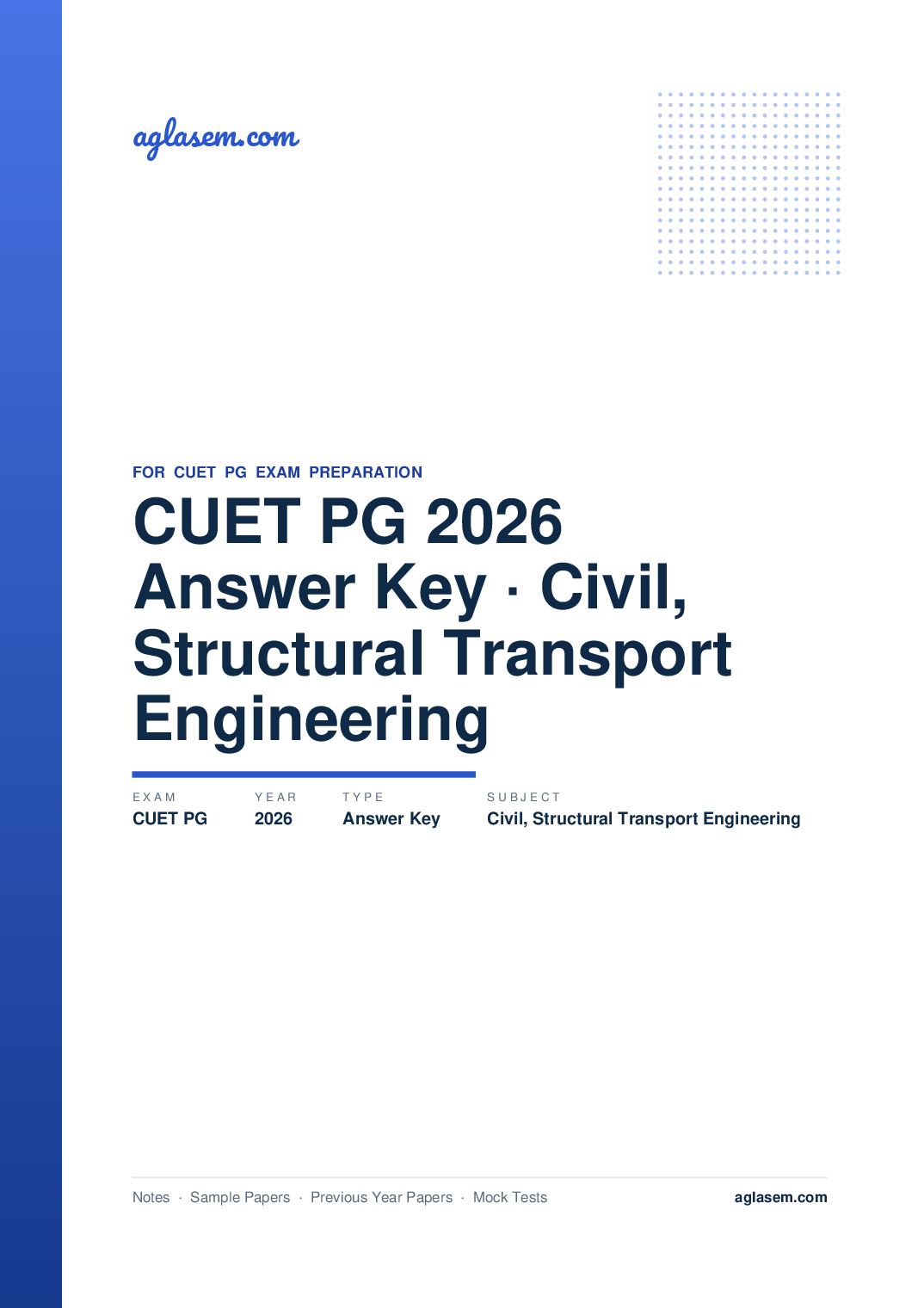 CUET PG 2026 Answer Key Civil, Structural and Transport Engineering - Page 1 of 2