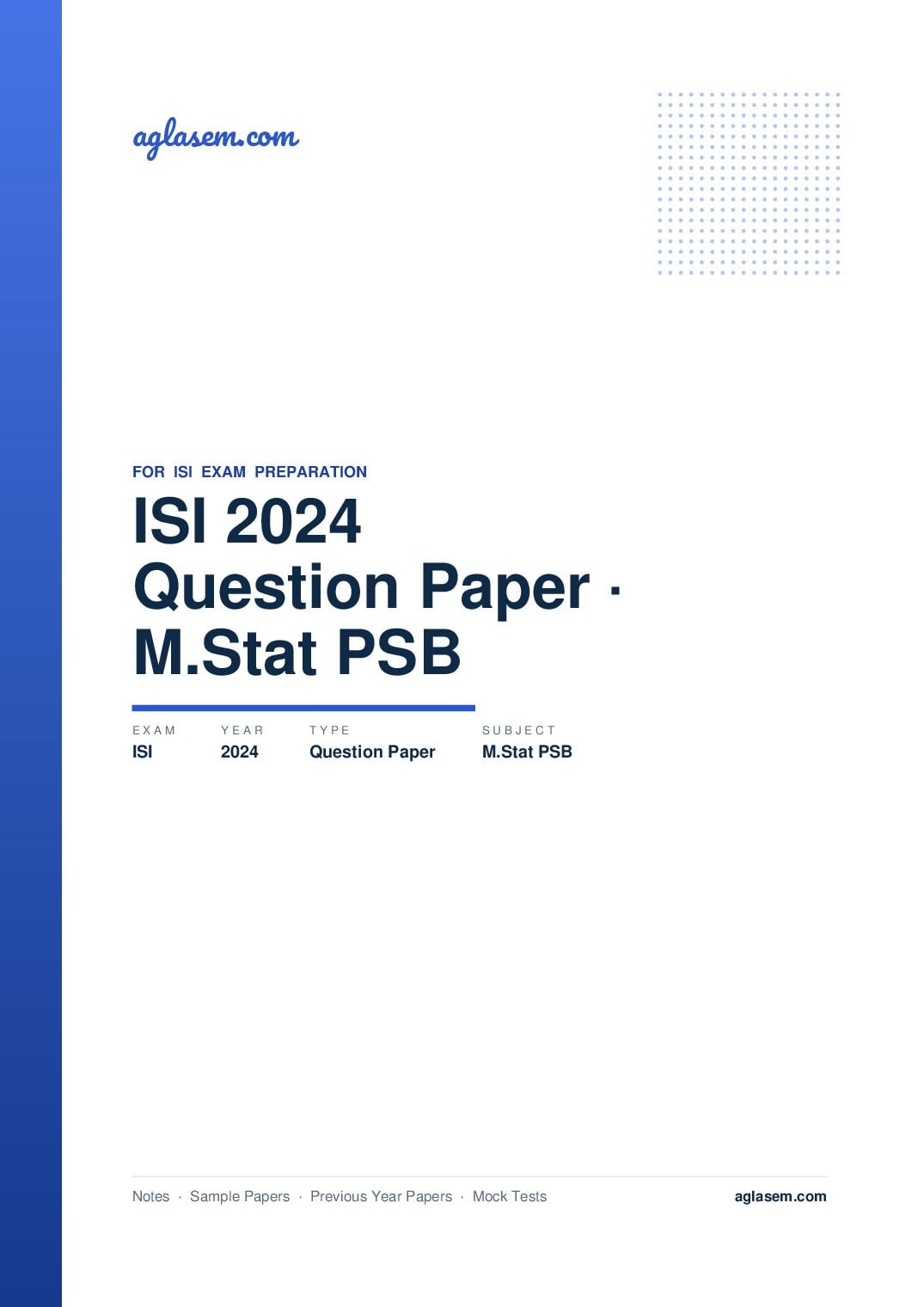 ISI Admission Test 2024 Question Paper M.Stat PSB - Page 1 of 5