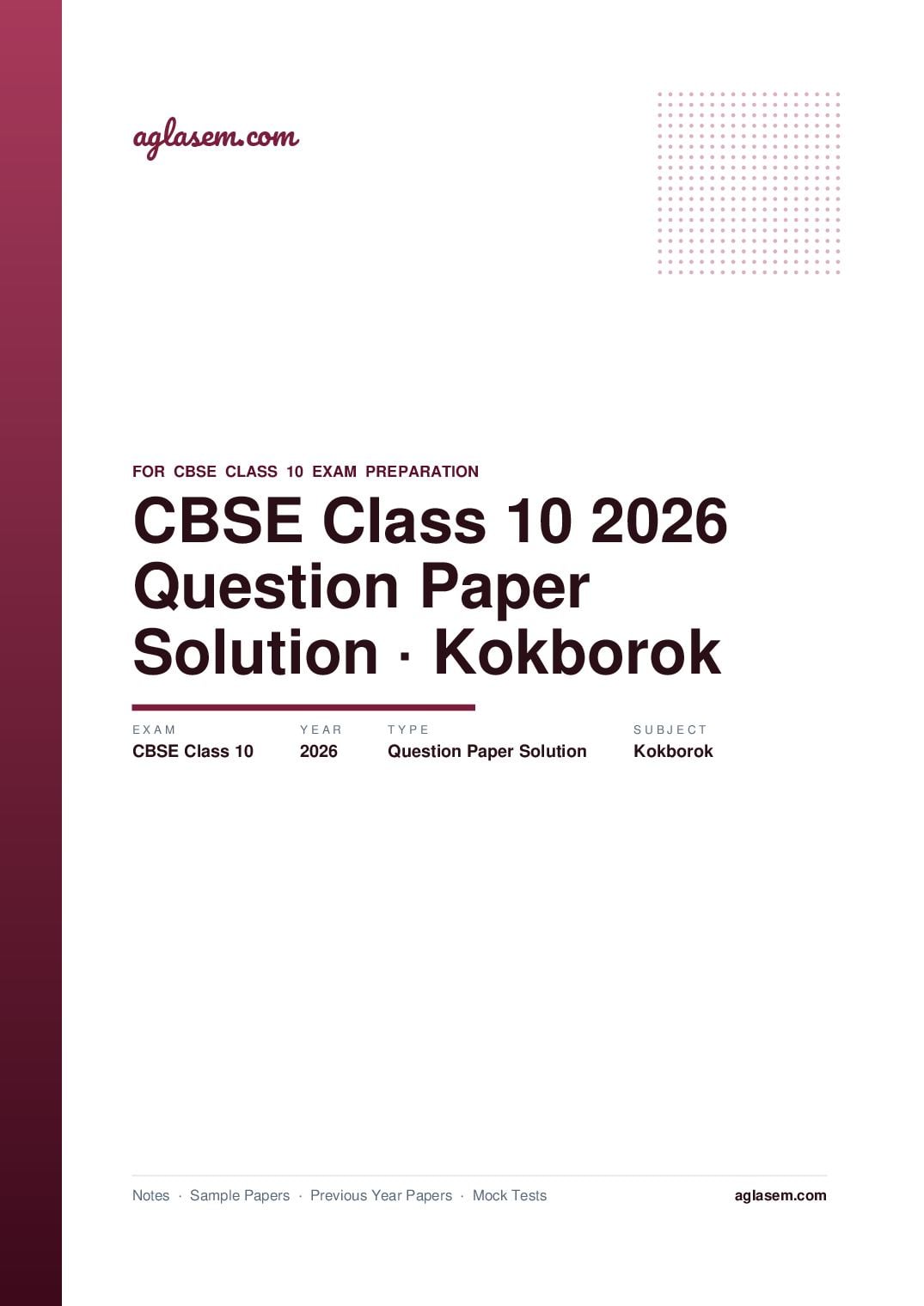 CBSE Class 10 Question Paper 2026 Solution Kokborok - Page 1 of 6