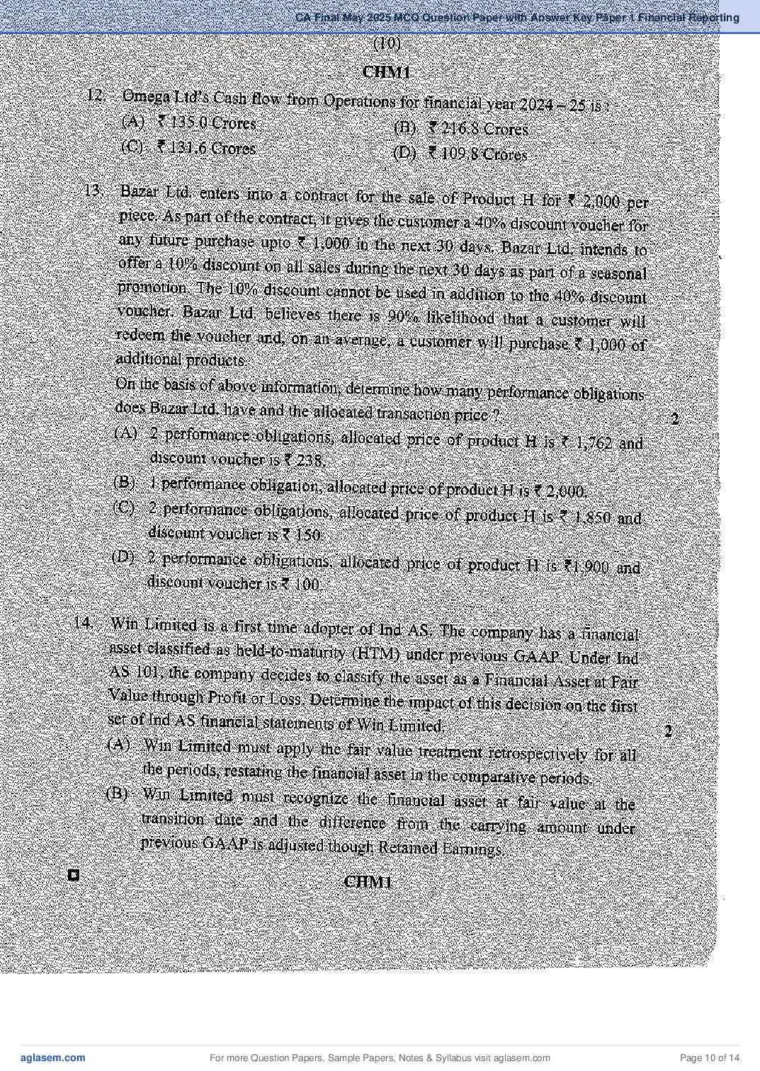 CA Final 2025 MCQ Papers, Answer Key and Suggested Answers PDF (May, Sep)