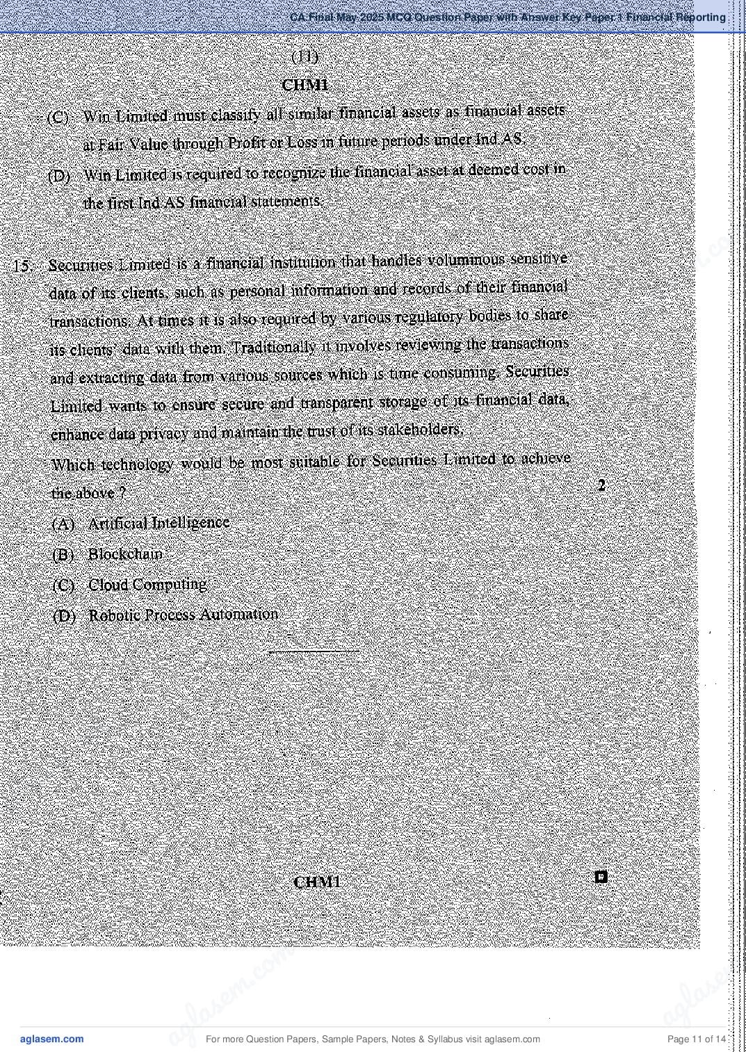 CA Final 2025 MCQ Papers, Answer Key and Suggested Answers PDF (May, Sep)