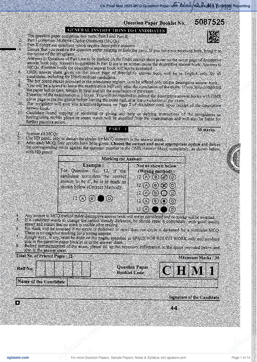 CA Final 2025 Papers and Suggested Answers PDF