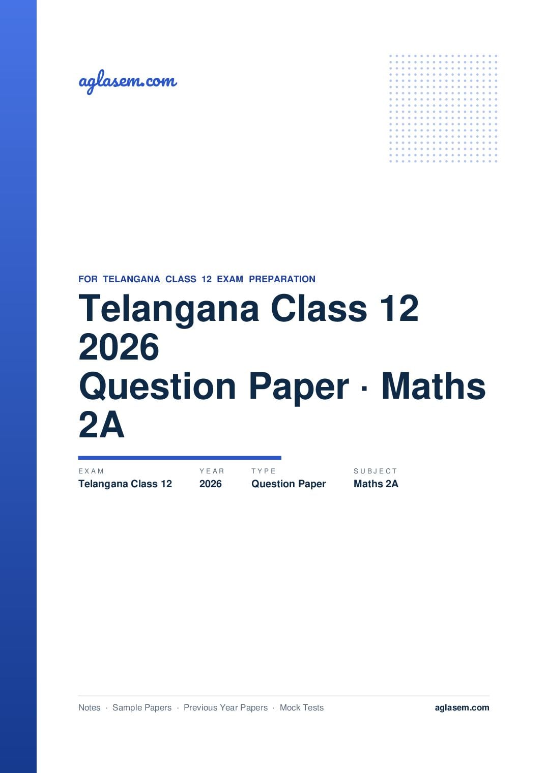 Telangana Class 12 Question Paper 2026 Maths 2A - Page 1 of 5