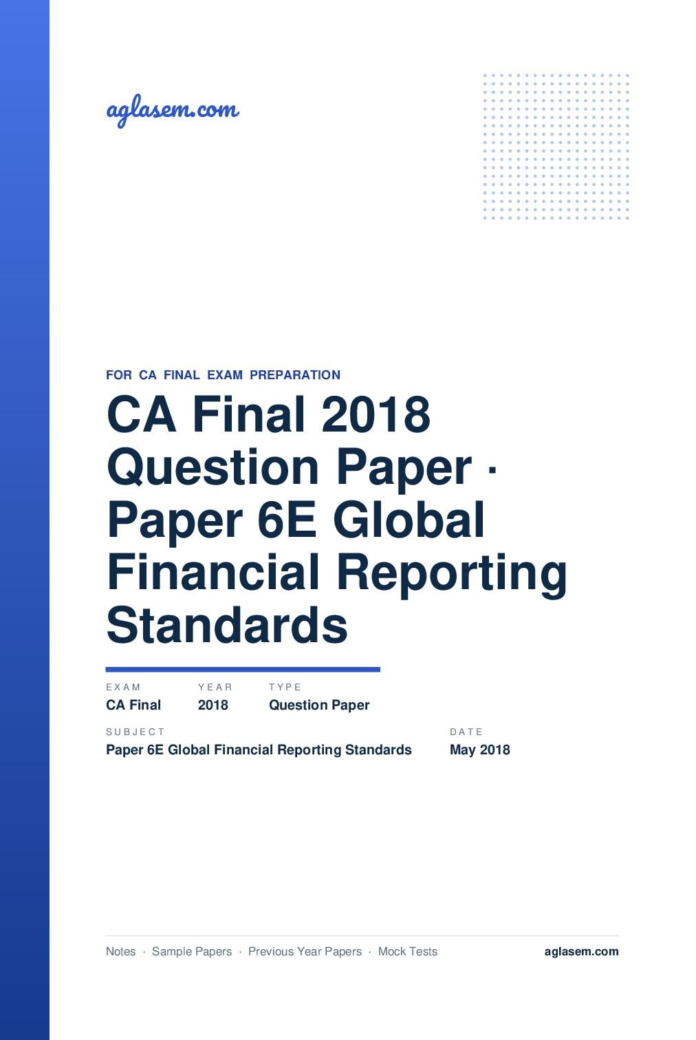 CA Final May 2018 Question Paper Paper 6E Global Financial Reporting Standards - Page 1 of 33