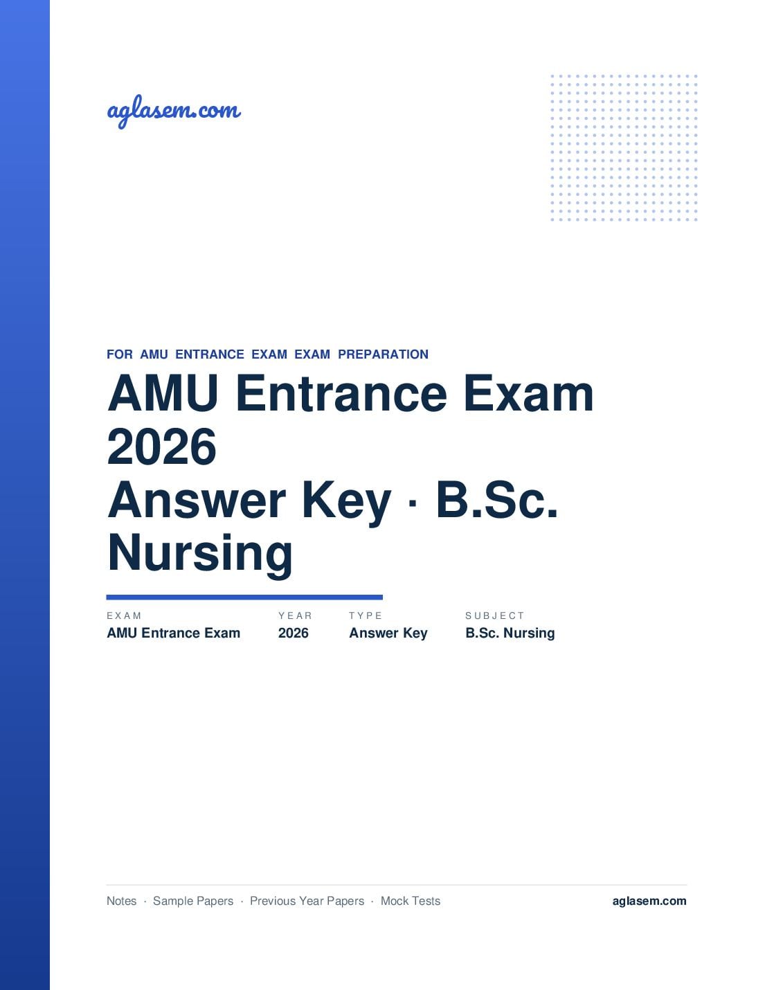 AMU Entrance Exam 2026 Answer Key B.Sc. Nursing - Page 1 of 5
