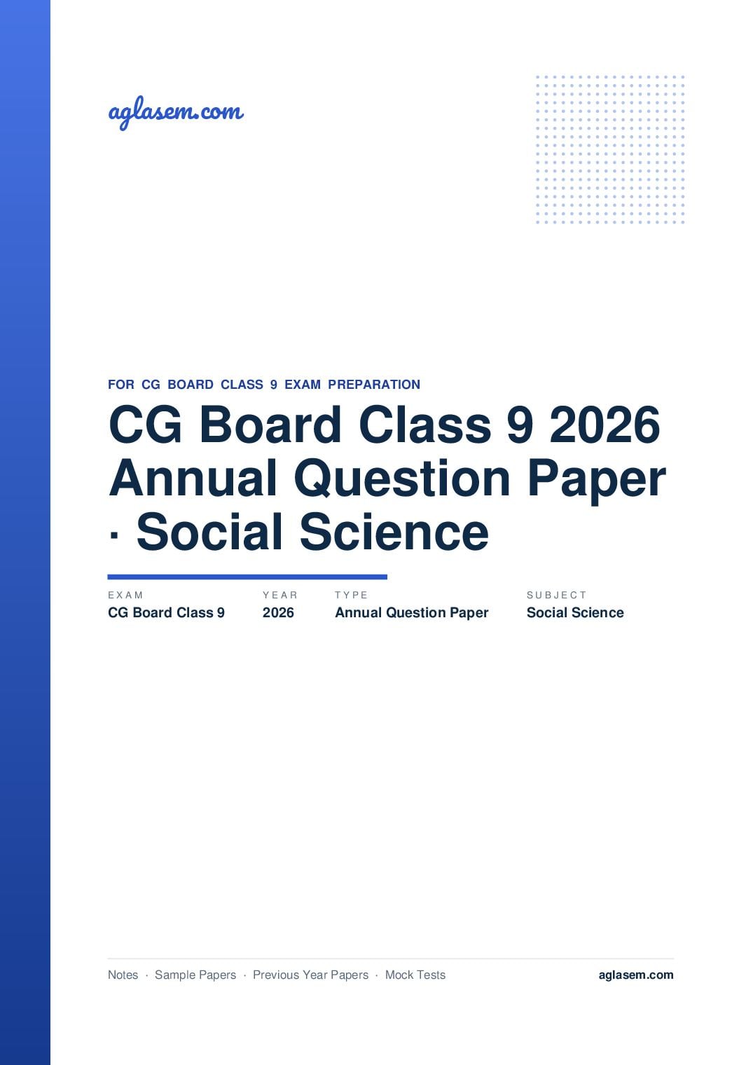 CG Board Class 9 Annual Question Paper 2026 Social Science - Page 1 of 5