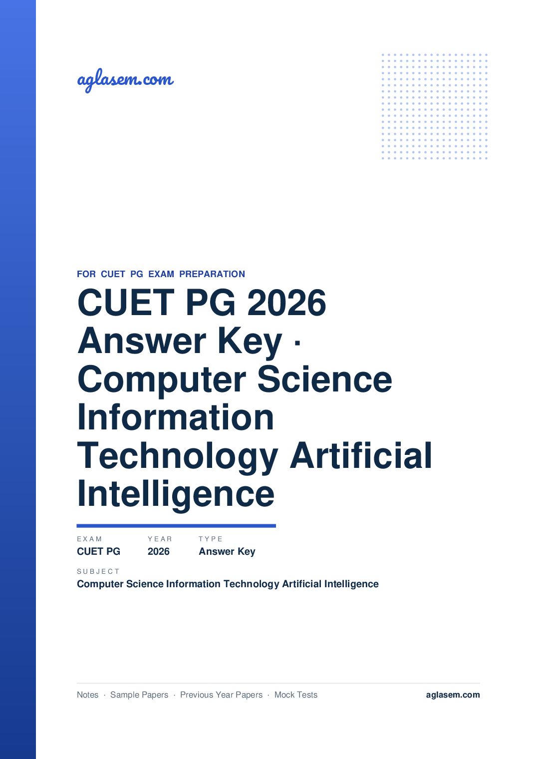 CUET PG 2026 Answer Key Computer Science and Information Technology and Artificial Intelligence - Page 1 of 4