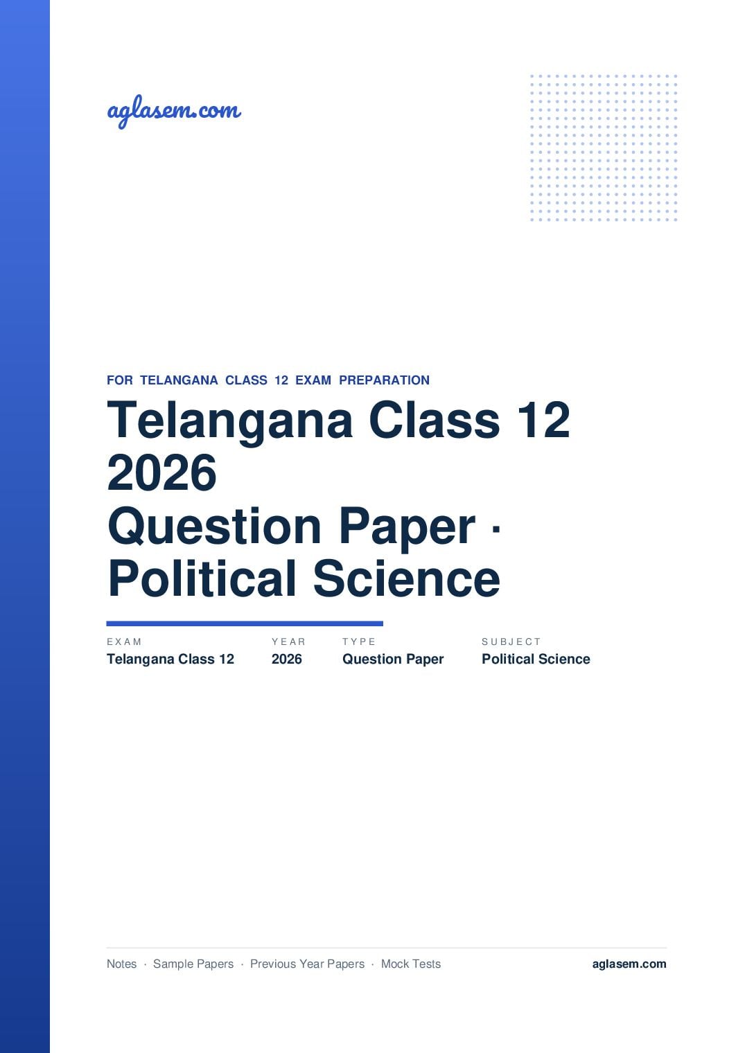 Telangana Class 12 Question Paper 2026 Political Science - Page 1 of 3